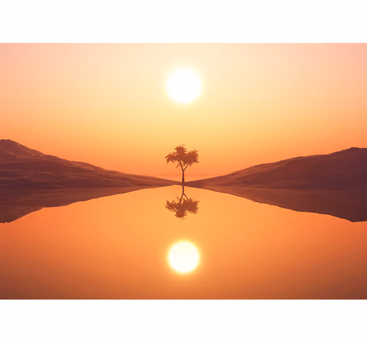 Serene Lake Sunrise landscape wall mural - TenStickers