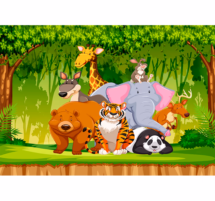 Animated Jungle childrens wall mural - TenStickers