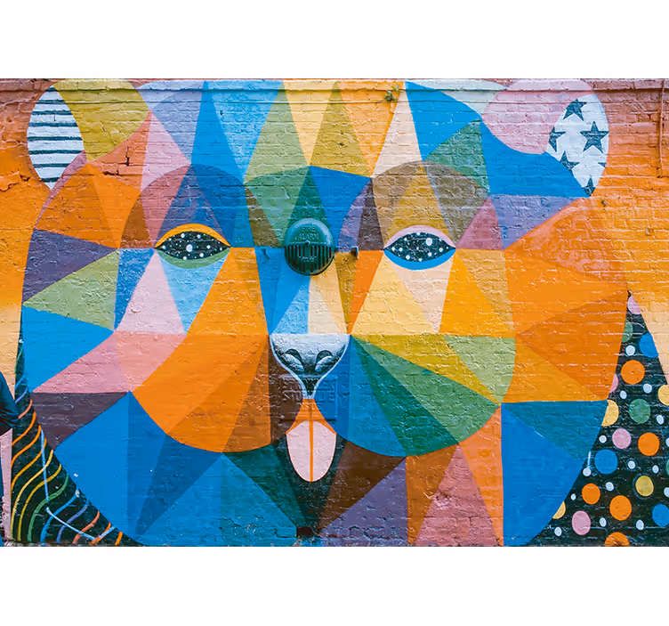 Geometric Feline graffiti wall mural - TenStickers