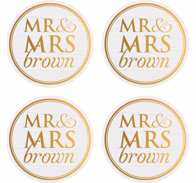 Elegant Mr & Mrs customisable wedding coaster - TenStickers