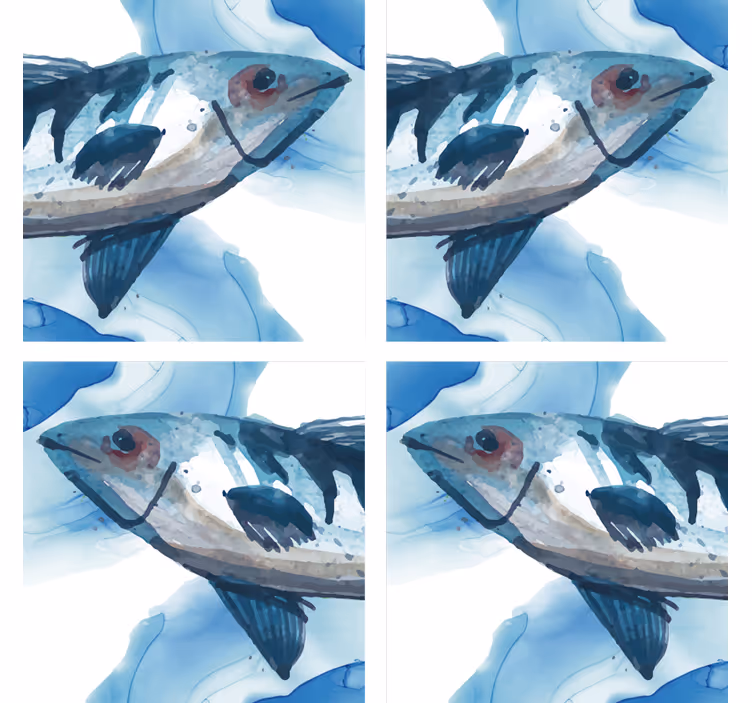 Geek coasters watercolor fish artwork - TenStickers