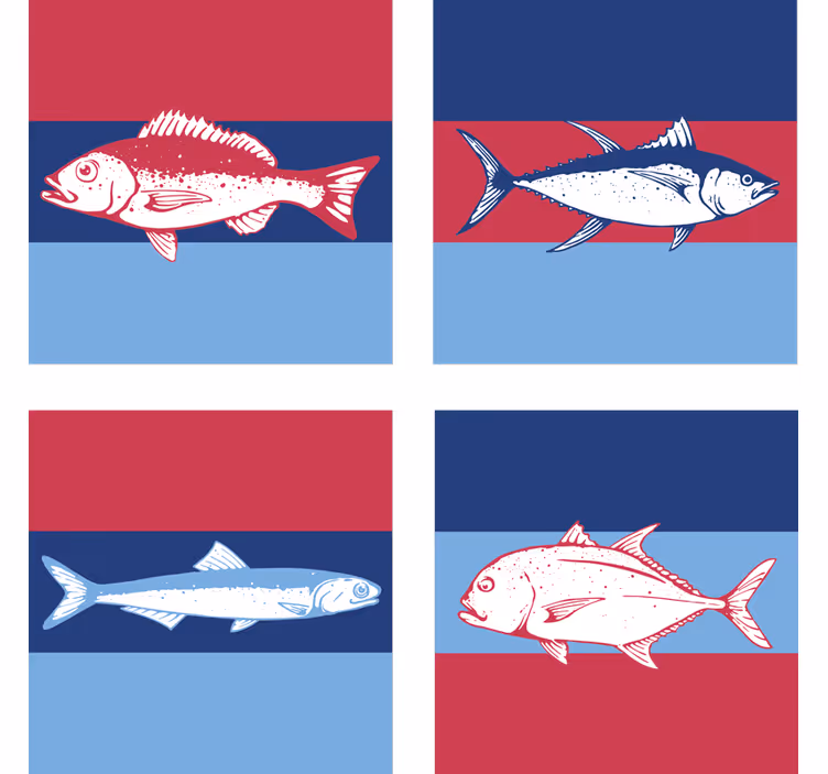 Stylized Fish Illustrations coasters - TenStickers