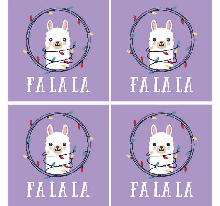 Christmas coasters whimsical llama holiday joy - TenStickers