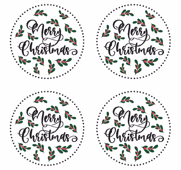 Christmas coasters merry christmas holly design - TenStickers