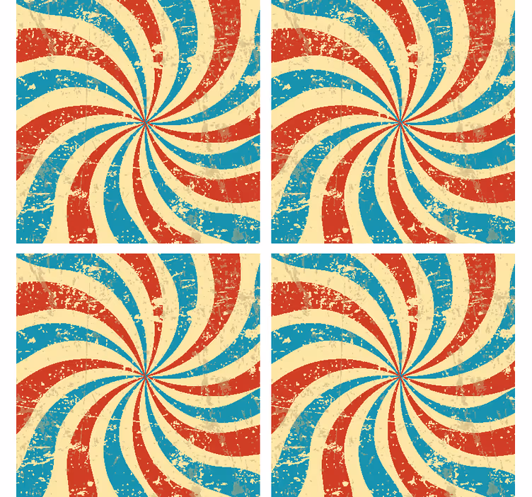 Vintage coasters swirling red blue design - TenStickers