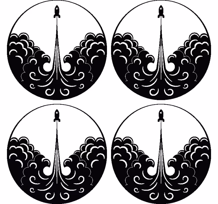 Geek coasters rocket launching waves - TenStickers