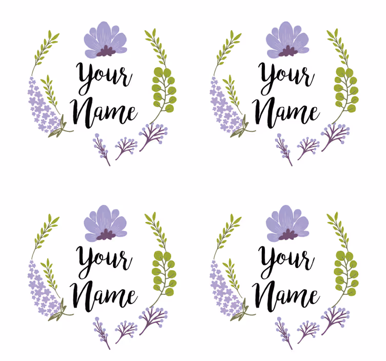 Floral with name personalised coasters - TenStickers