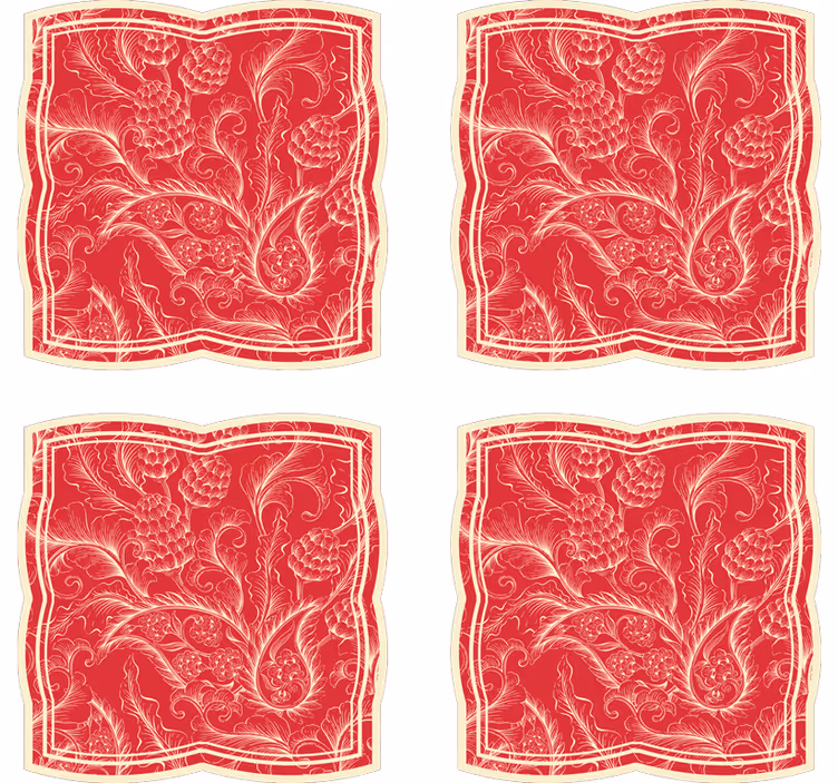 Ornate floral pattern coasters - TenStickers