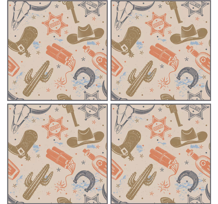 Geek coasters cowboy themed drink coasters - TenStickers