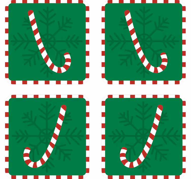 Christmas coasters candy cane snowflake design - TenStickers