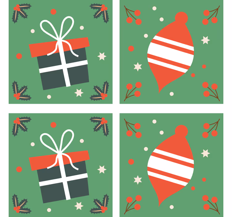 Christmas candy pattern drink coaster - TenStickers