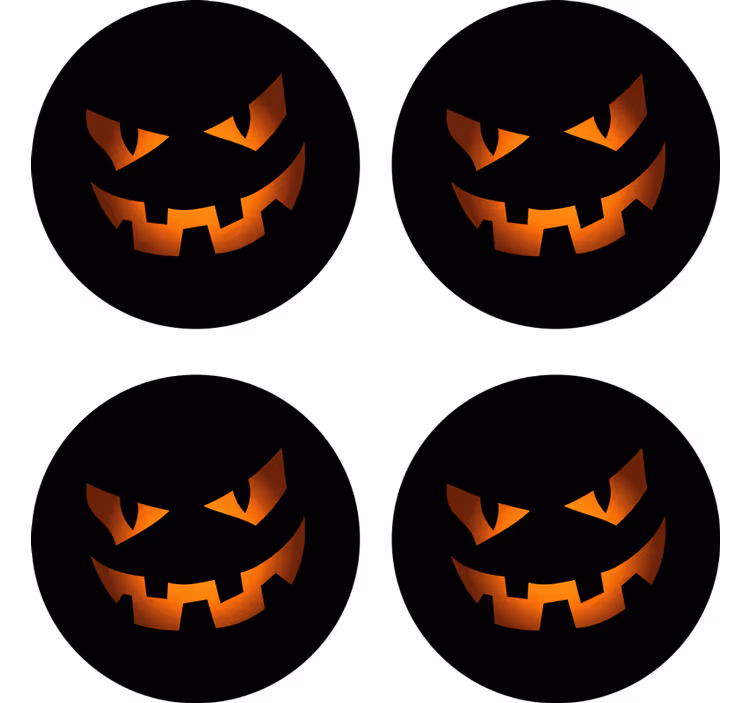 Halloween coasters pumpkin face set - TenStickers