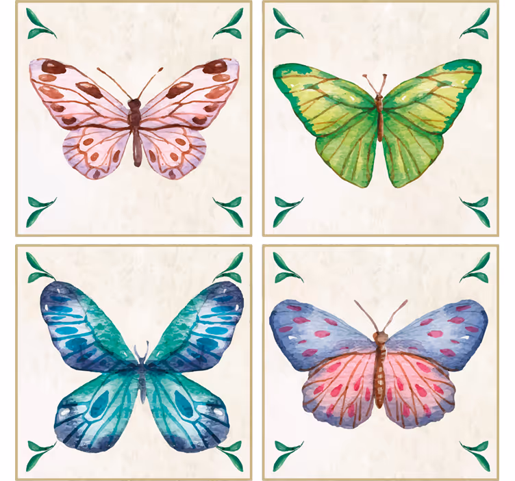 butterflies tiles butterfly coaster - TenStickers