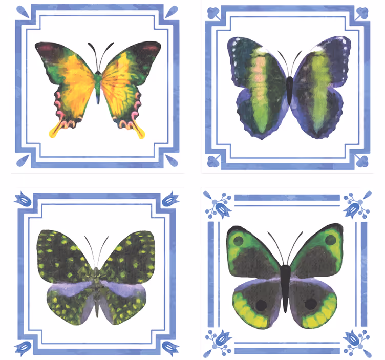 colorful butterflies tiles butterfly coaster - TenStickers