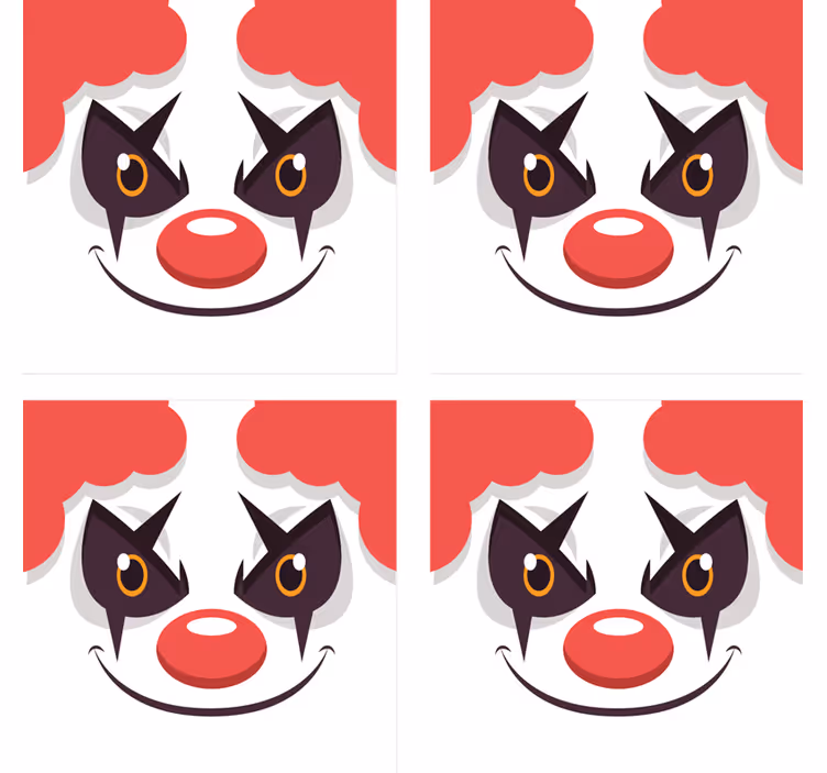 Geek coasters with playful clown face design - TenStickers