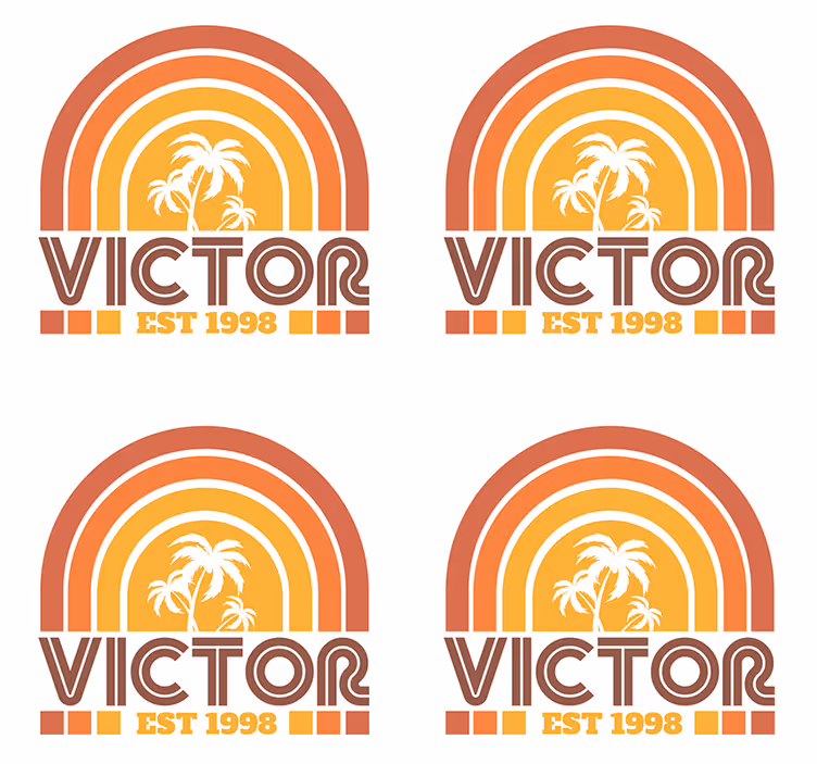 Personalizable coasters retro palm trees design - TenStickers