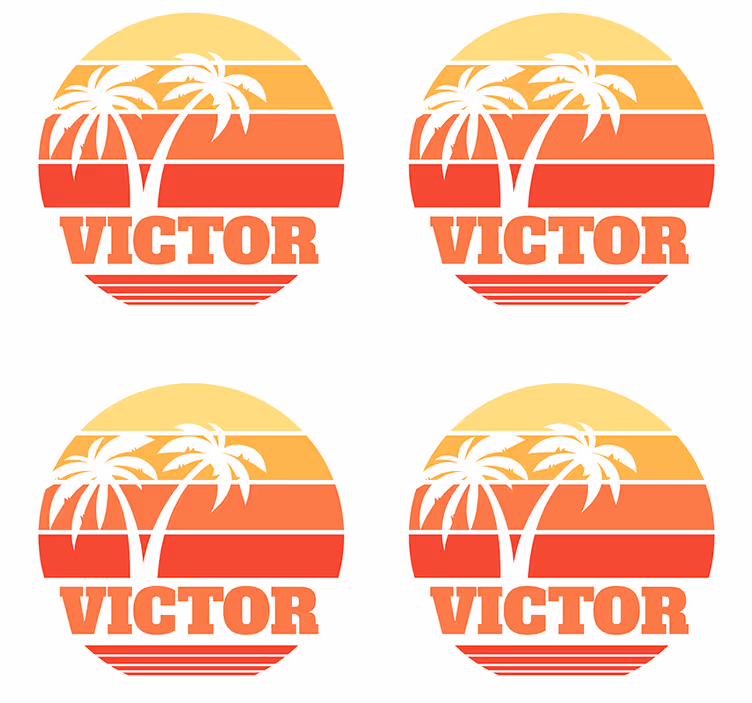 Personalizable coasters tropical sunset with palm trees - TenStickers