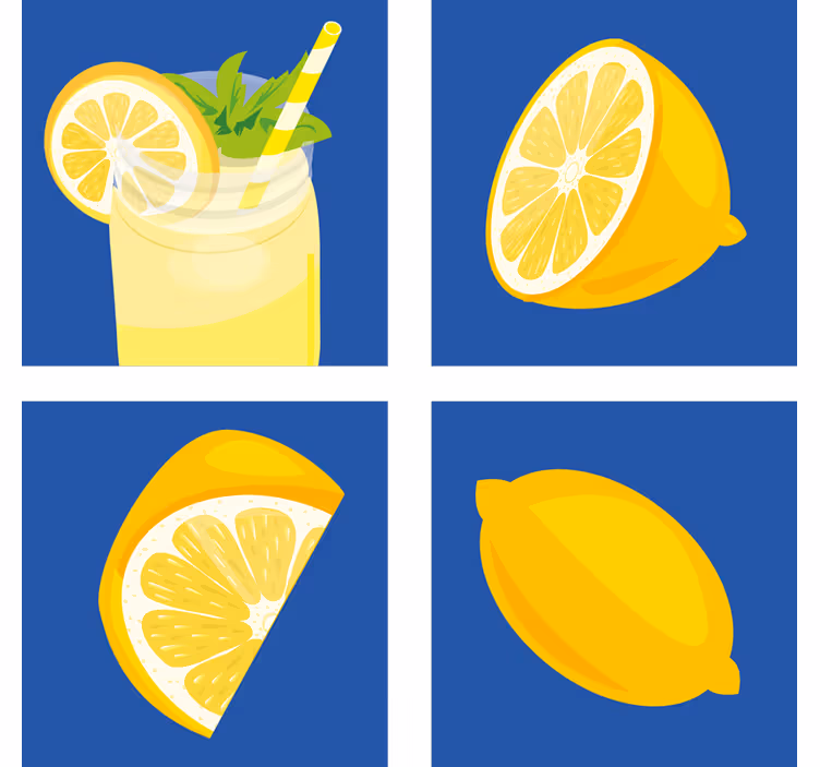 Tile coasters refreshing lemon drink - TenStickers