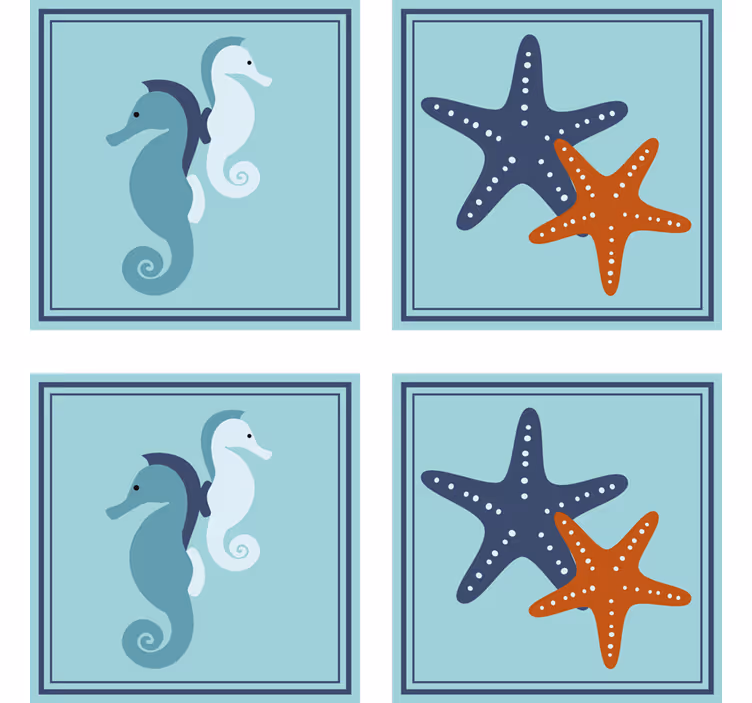 Vintage coasters seahorse and starfish design - TenStickers