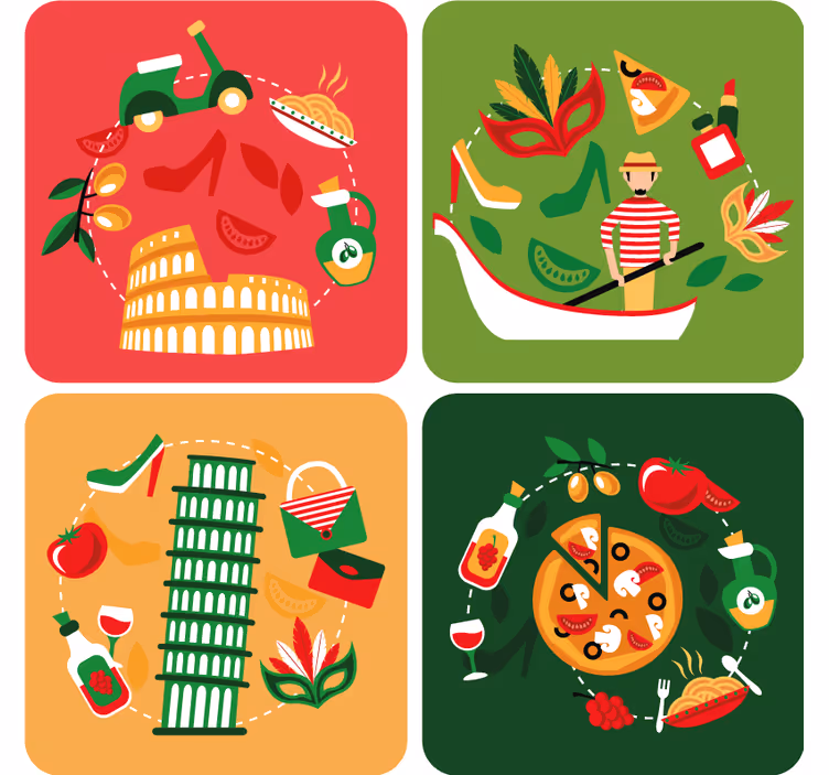 Geek coasters italian culinary adventure - TenStickers