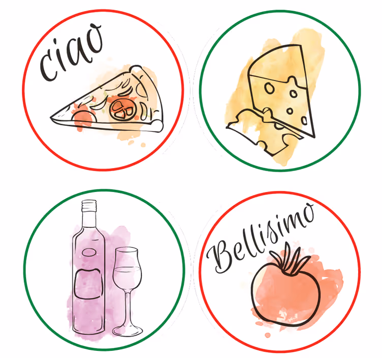 Personalizable coasters with food and beverage designs - TenStickers