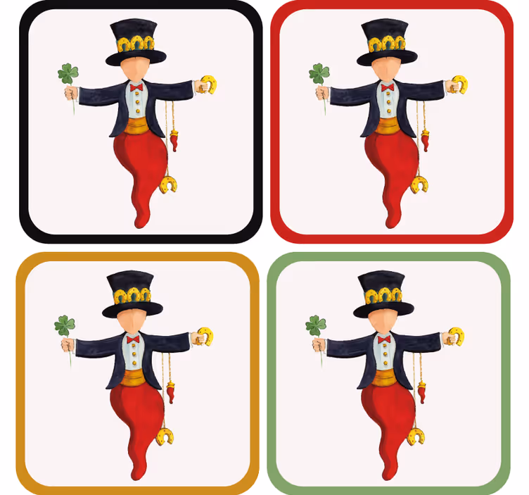 Geek coasters playful character with clover - TenStickers