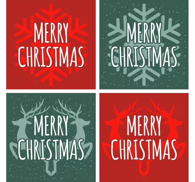 Green and red patterns christmas coasters - TenStickers