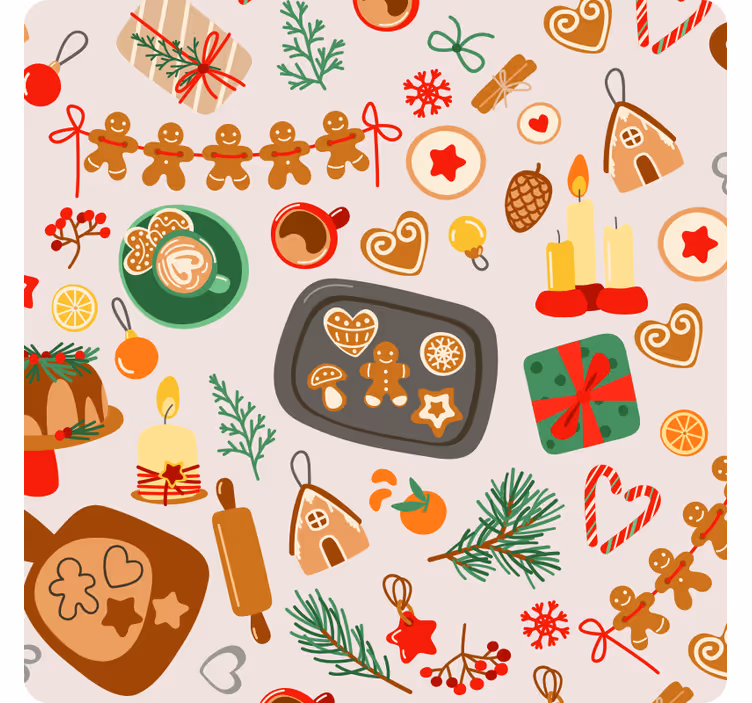 Christmas coasters festive gingerbread treats - TenStickers