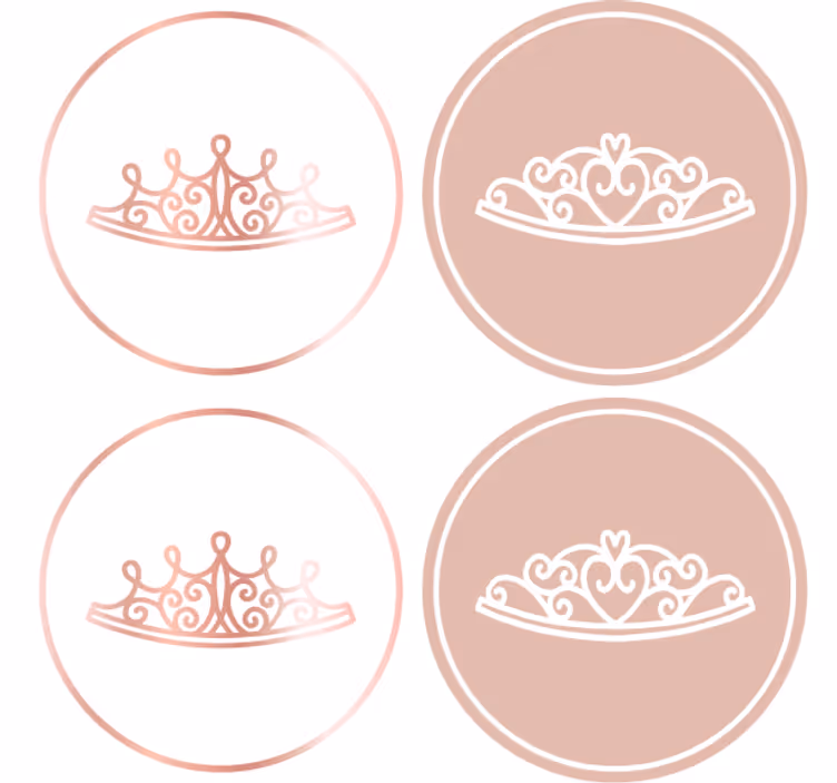 Modern coasters with elegant tiara icons - TenStickers