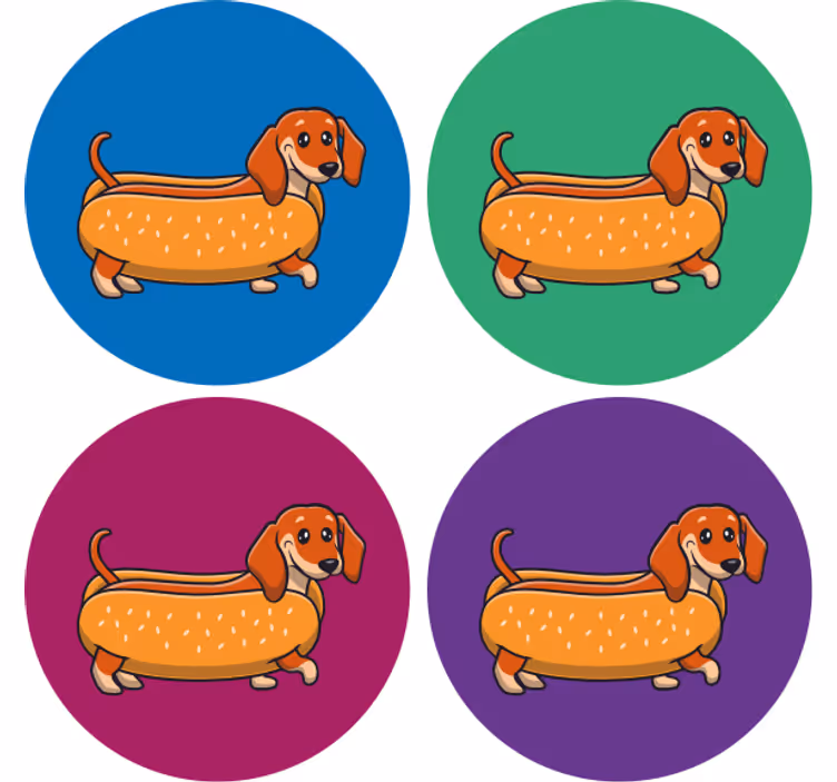 Geek coasters playful dachshund design - TenStickers