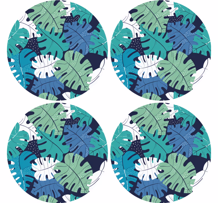 Tropical leaf emblem coasters - TenStickers