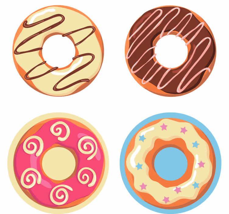 Modern coasters with lively donut designs - TenStickers