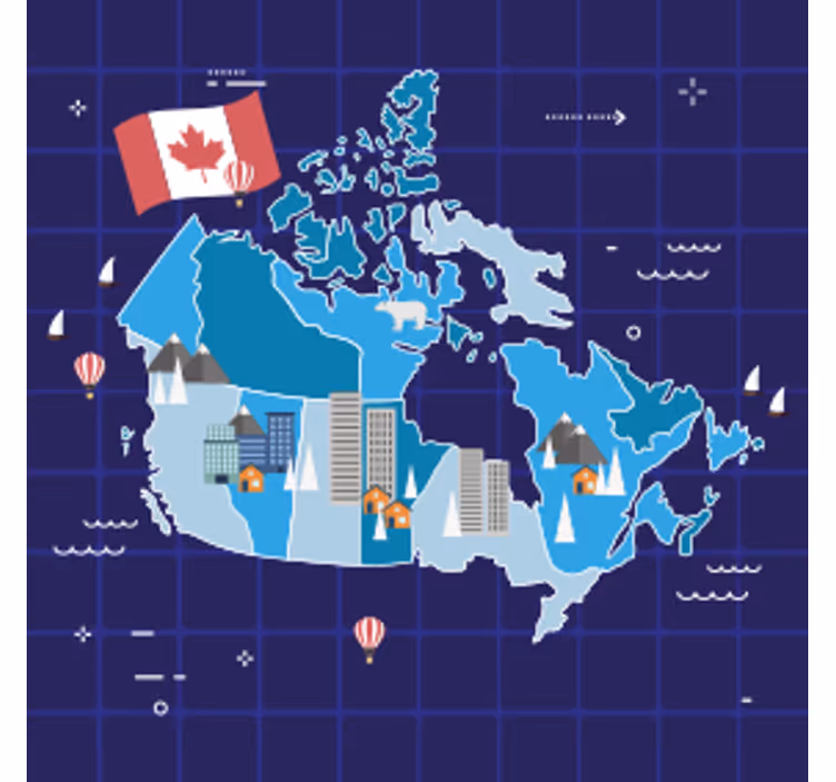 Canada map with flag more coasters - TenStickers