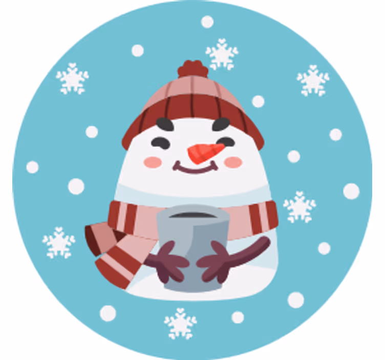 Christmas coasters snowman holding cup - TenStickers