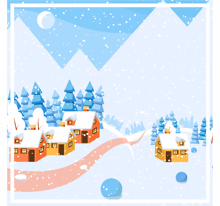 Christmas coasters snowy village design - TenStickers