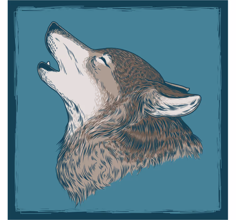 Geek coasters howling wolf artwork - TenStickers