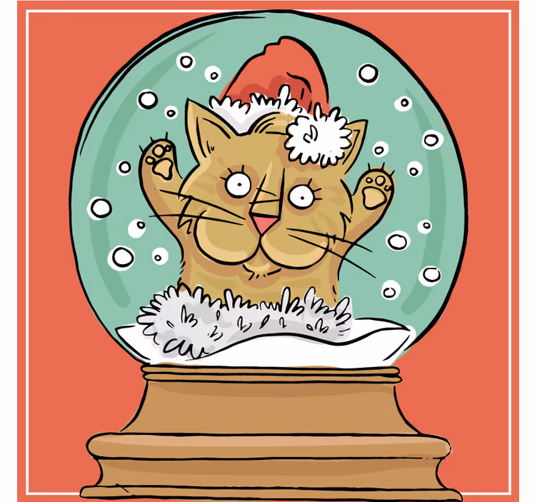 Christmas coasters festive cat snow globe - TenStickers