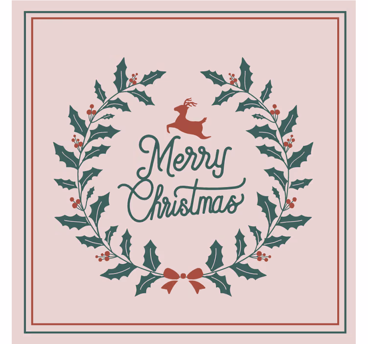 Christmas coasters reindeer holly wreath - TenStickers