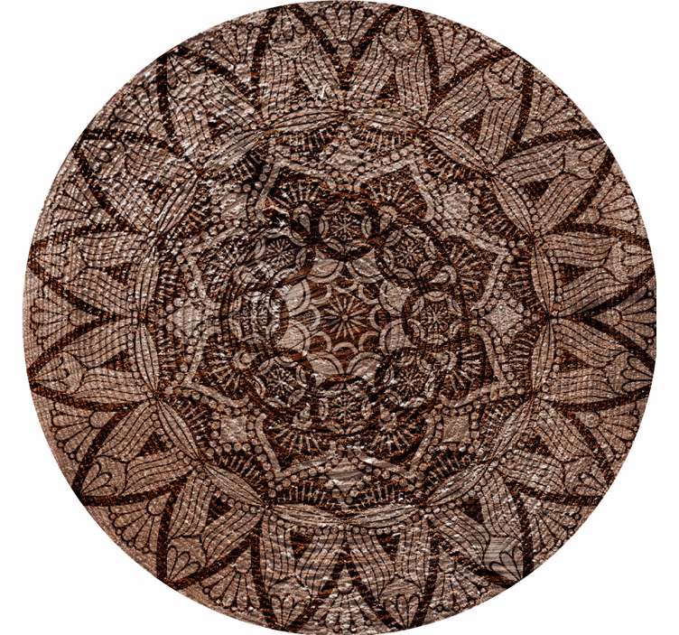 Wooden like mandala modern coaster - TenStickers
