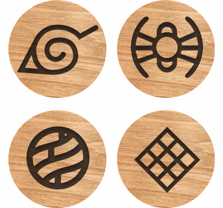 Geek coasters symbolic wooden circles - TenStickers