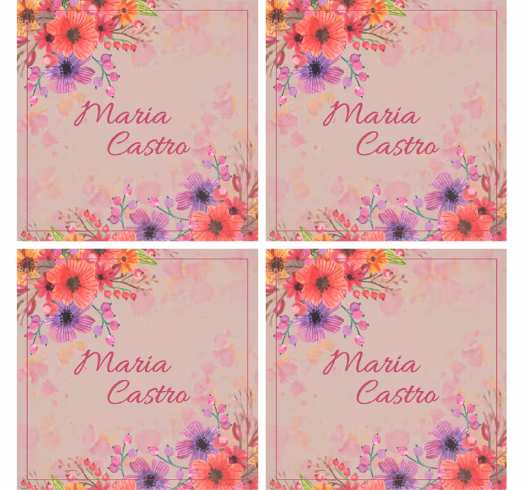 Personalizable coasters with floral designs - TenStickers