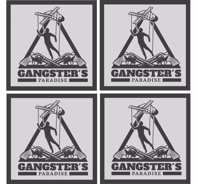 Gangster's themed illustration beer mats - TenStickers