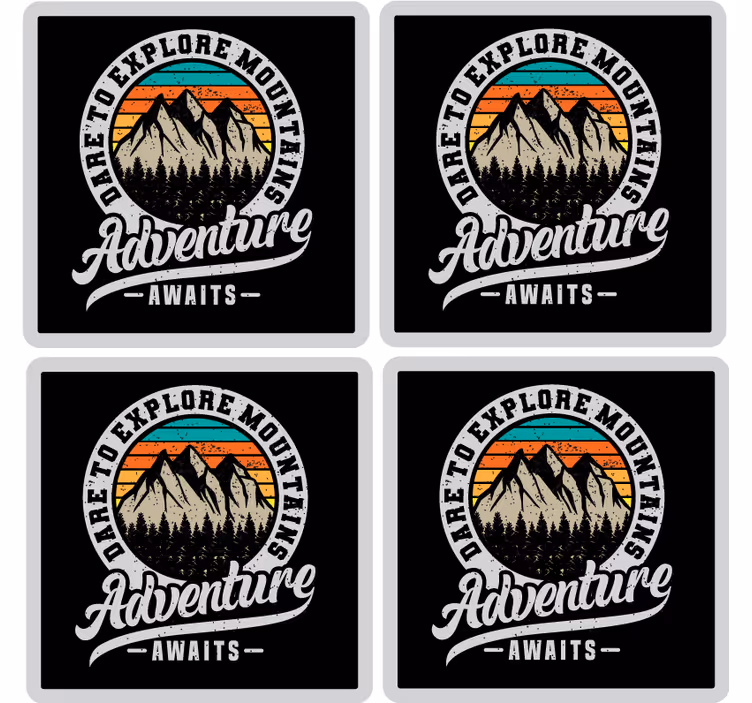 Text coasters explore mountain adventure - TenStickers