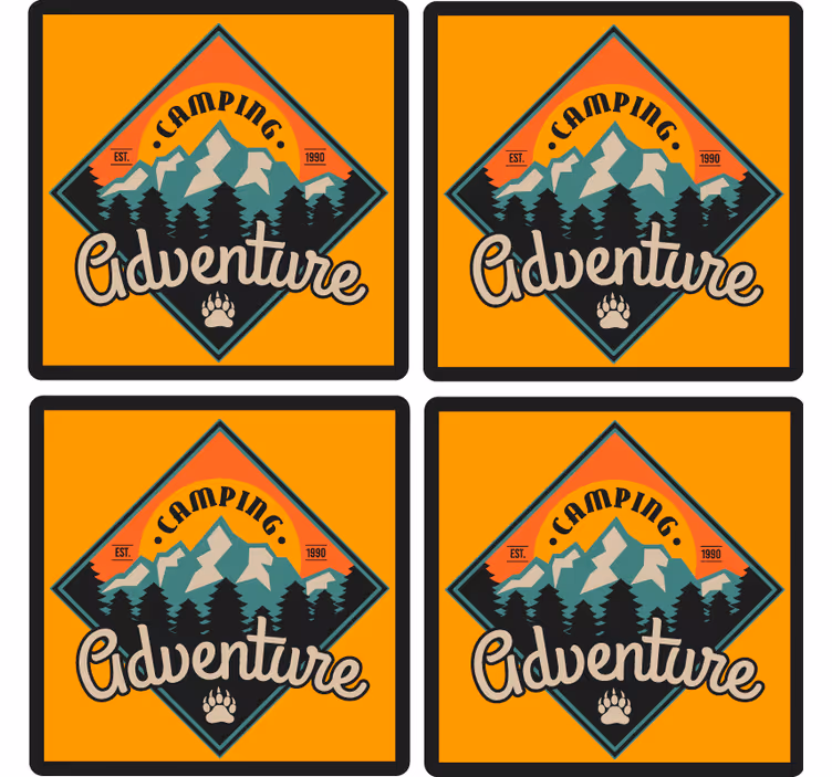 Text coasters camping adventure emblem - TenStickers