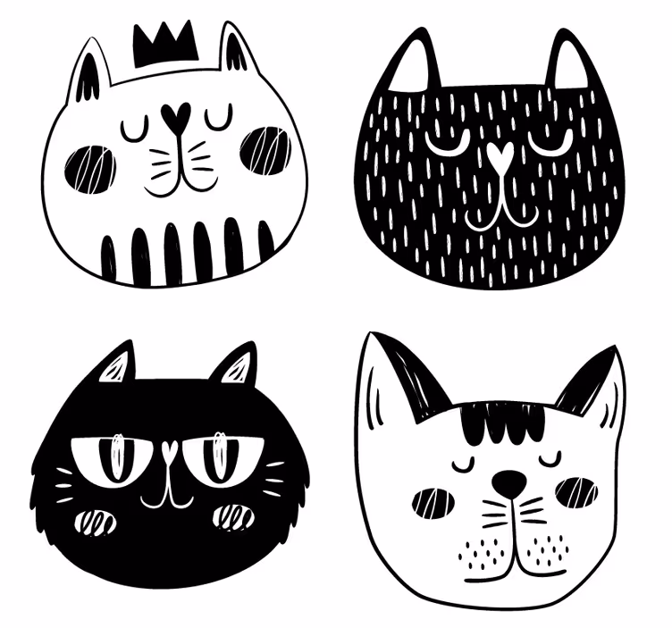 Geek coasters featuring playful cat illustrations - TenStickers