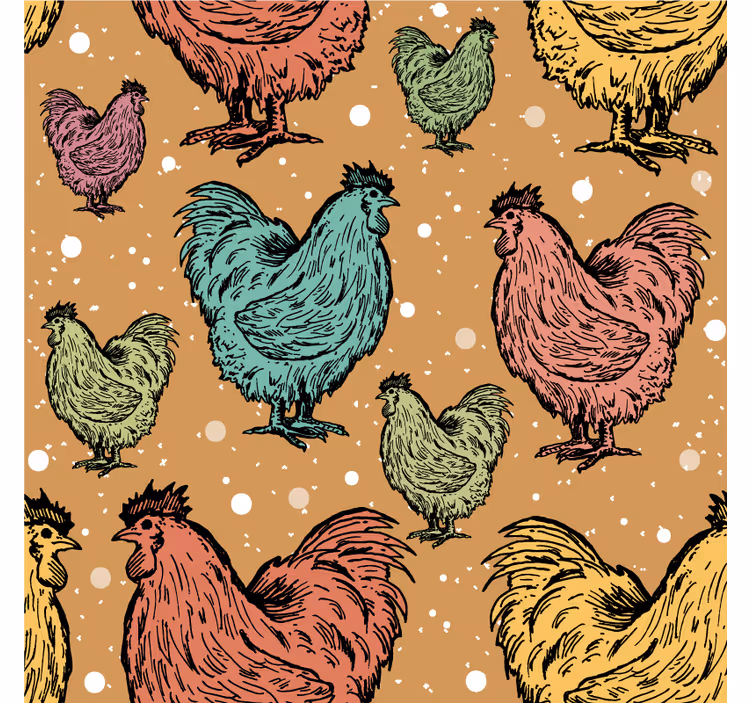 Geek coasters with vibrant chicken designs - TenStickers