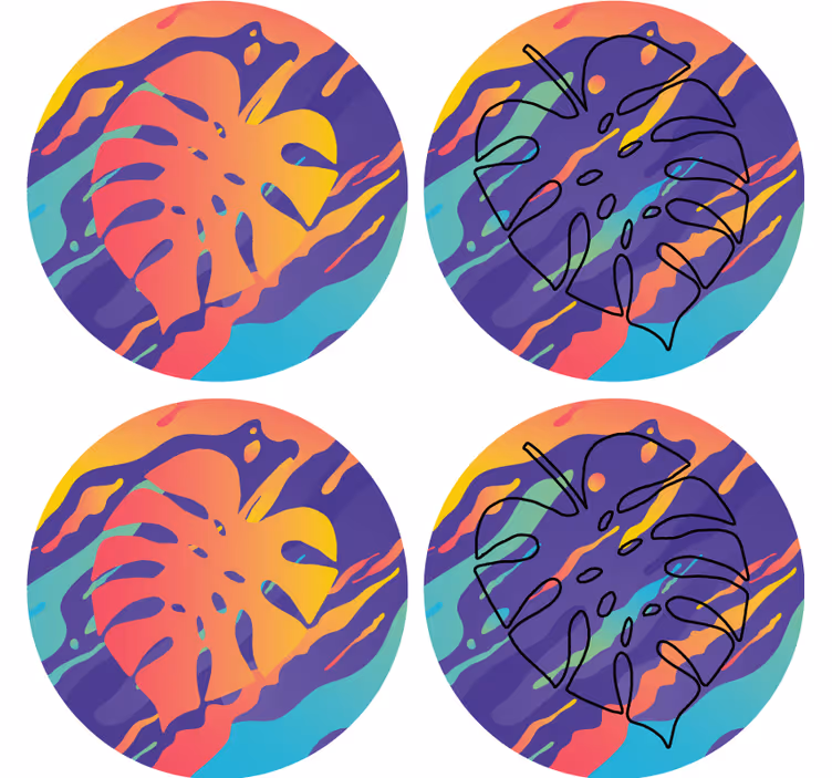 Coasters with vibrant leaf designs - TenStickers