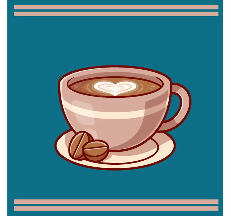 Modern coasters coffee cup with heart design - TenStickers
