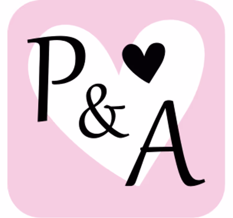 Wedding coasters with heart motif initials - TenStickers