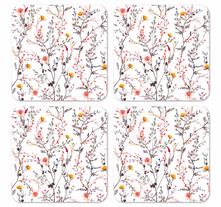 Modern coasters with botanical motif and birds - TenStickers